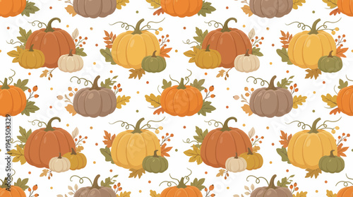 Thanksgiving Style Pumpkin Pattern – Seamless Autumn Vector.