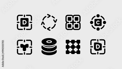 Collection of various data and technology icons.
