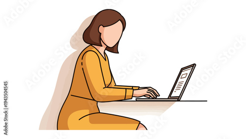 Digital Workspace: A modern individual, engrossed in their work, is seated at a minimalist desk, skillfully operating a laptop. Capturing the essence of productivity in a digital age.