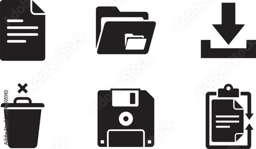 UX/UI Document and File Symbols Prototyping Elements Solid Black Vector Silhouette Icon Set