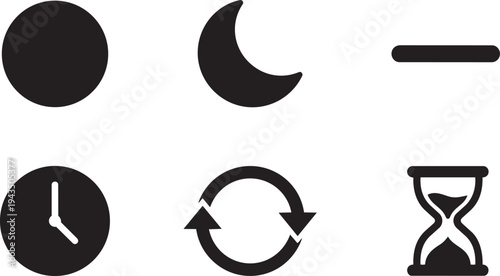 UX/UI Status Indicators and Availability Presence Symbols Solid Black Vector Silhouette Icon Set for Prototyping