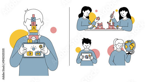 Exploring the Realm of Creativity: Children discover the world through interactive learning, sparking curiosity and imagination.