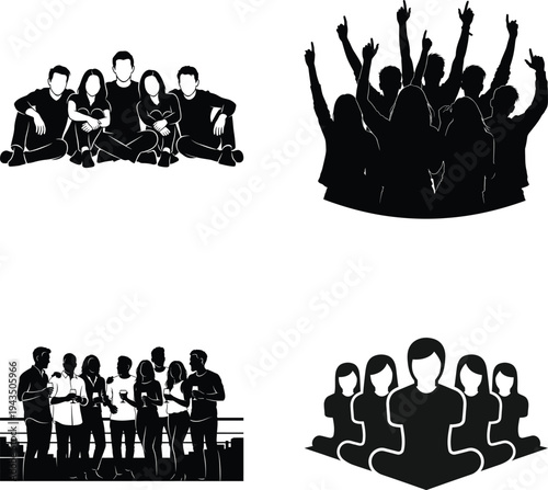 People sitting together and toasting celebration with people with group