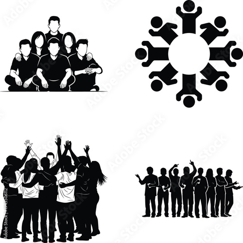 Group hug of friends, showing connection and support, group, people