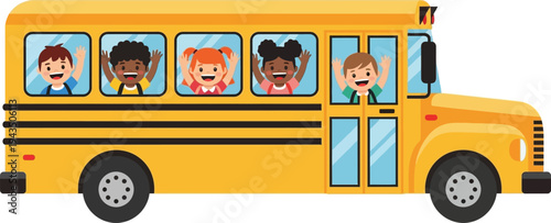 Yellow School Bus with Children Inside.