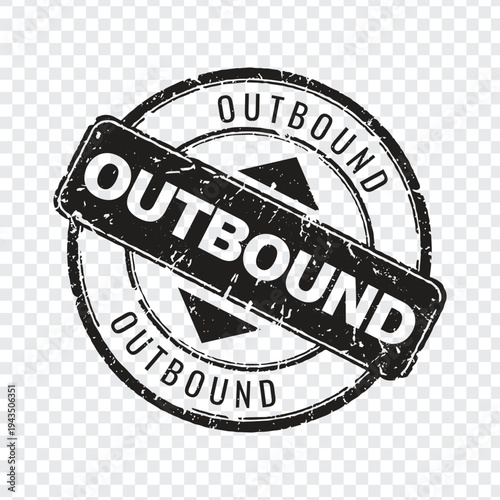 Professional black grunge rubber stamp icon for outbound logistics and shipping goods documentation