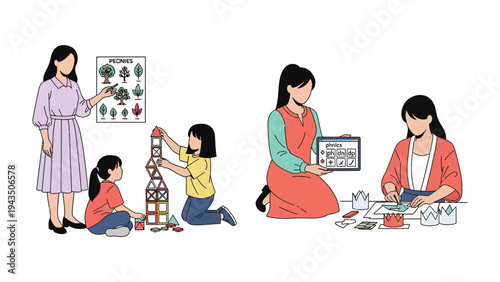 Educational Moments: Capturing scenes of focused learning and playful exploration, this image highlights the essence of childhood education.