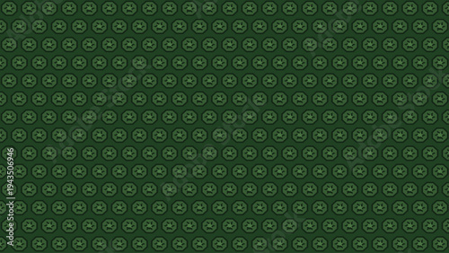 Green star rating pattern background with circular icons in repeating geometric design for customer feedback review quality assessment service satisfaction award excellence concept web interface