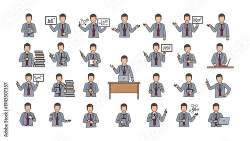 Business Presentation Collection: A comprehensive collection of various gestures, presentation modes and activities. Ideal for representing the business world.