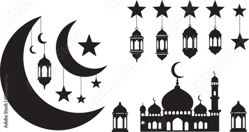 Ramadan Kareem Islamic Silhouette Vector Graphic Illustration Design