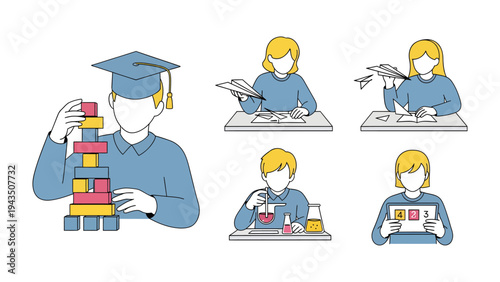 Illustration of Student Engaging in Various Activities: A delightful illustration depicting students engaged in a variety of educational activities. The image showcases the joy of learning.