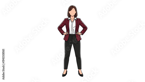 Confident Businesswoman: A strong and capable businesswoman stands with confidence and poise, exuding professionalism in a sharp business attire. 