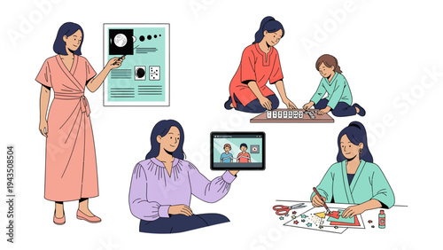 The Versatile Woman: A collection of images portraying a woman's multitasking capabilities.
