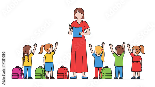 Teacher in School: A teacher standing in front of students, capturing the essence of education, engagement, and the innocence of learning.