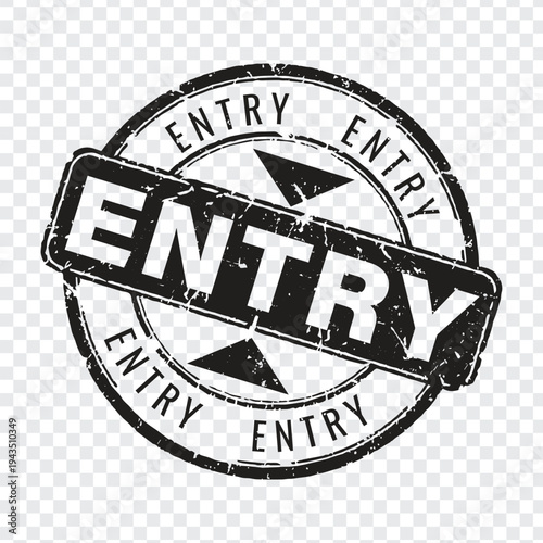 Professional black grunge rubber stamp icon for entry authorization and logistics arrival documentation