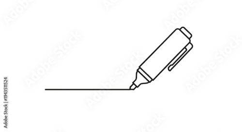A pencil with an eraser and clip drawing a line on paper isolated on transparent background, Vector