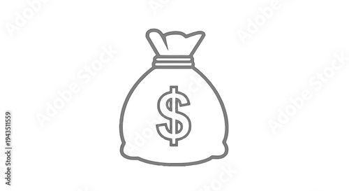 A sack filled with money symbolizing wealth and financial gain isolated on transparent background, Vector