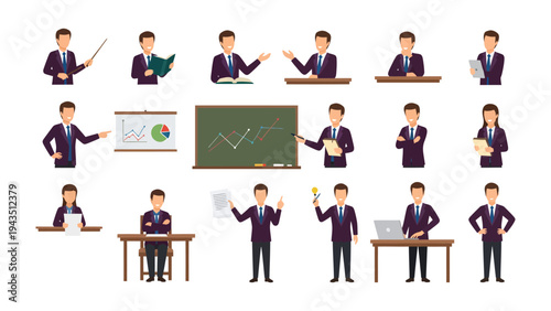 Professional Poses: A diverse collection of professional figures in various poses, perfect for presentations, reports, and illustrating business concepts.