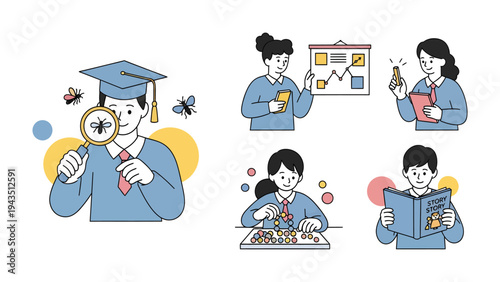 Learning and Discovery: A composite illustration capturing the spirit of exploration and academic achievement, students in the pursuit of knowledge.