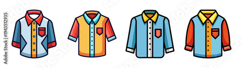 Collection of colorful casual shirts vector illustration fashion apparel design template s style