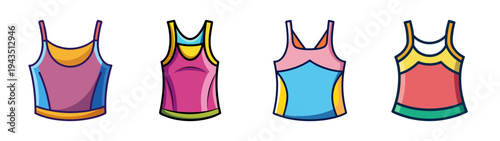 Find colorful tank tops sleeveless shirts summer fashion apparel clothing designs vector graphics