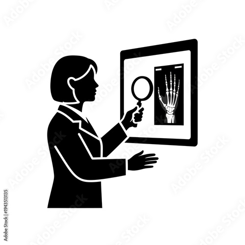 Female Doctor Examines Xray Image.