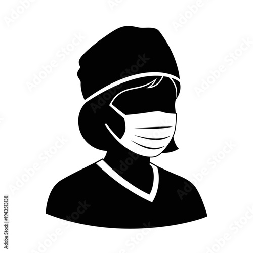 Nurse Wearing Surgical Face Mask.