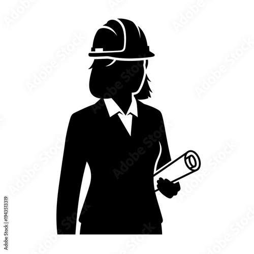 Female Engineer Wearing Hard Hat.