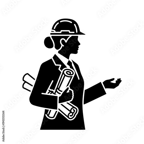 Female Engineer Wearing Hard Hat.