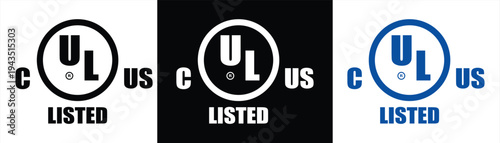 icon of Underwriters Laboratories (UL), symbol for extensive product testing analysis, vector illustration set eps 10