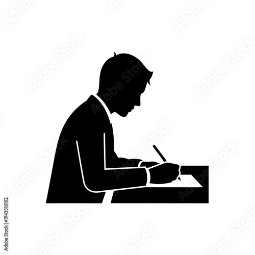 Businessman writing on a document.