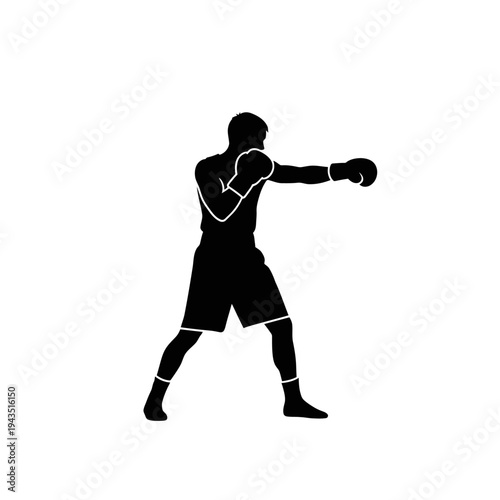 Man Wearing Boxing Gloves Punching.