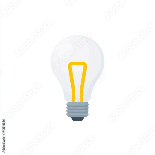 Simple Illustrative Light Bulb Design Representing Innovation and Creativity in Minimalist Style