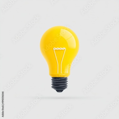 Bright Yellow Light Bulb on Neutral Background for Creative and Innovative Concept Imagery