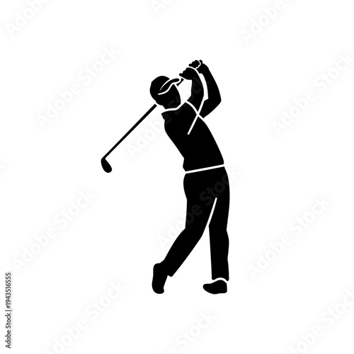 Golf Player in Motion Swinging Club.
