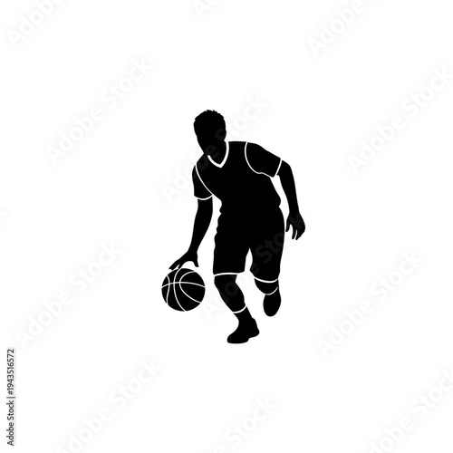 Man playing basketball with ball.