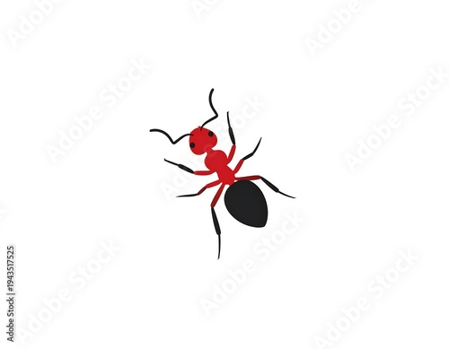 A simplified illustration of an insect, seen from a top-down perspective, with a red head and thorax, black abdomen and legs, and prominent antennae