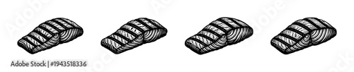 Black and white hand-drawn sushi roll set illustration vector