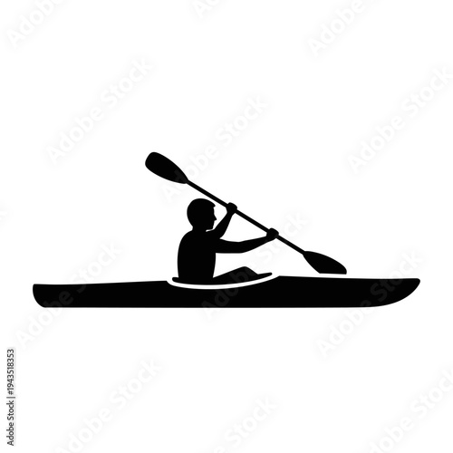 Person Paddling a Kayak Silhouette Icon.