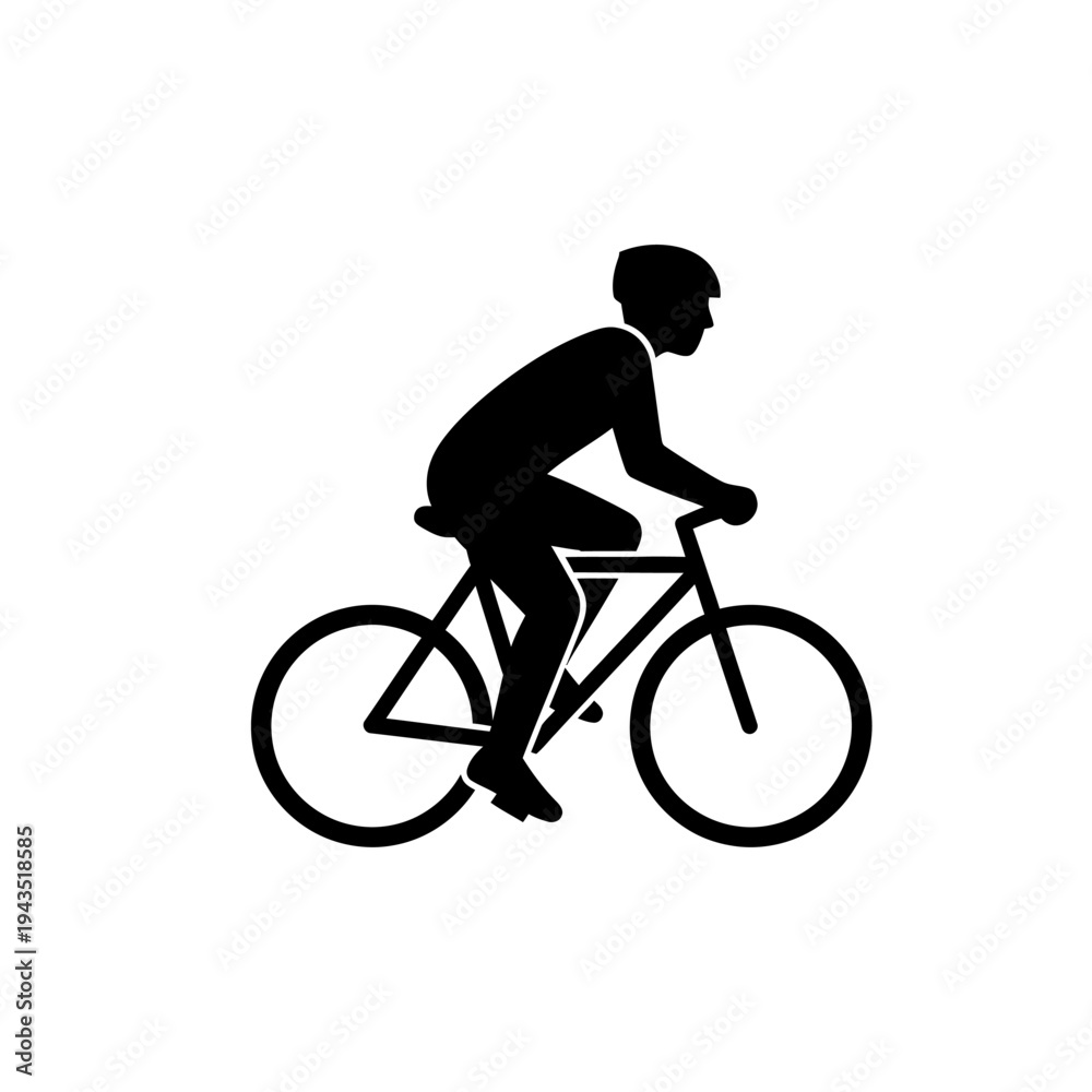 Naklejka premium Man Riding a Bicycle Silhouette Icon.