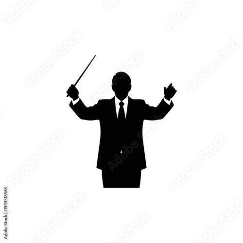Silhouette of a male conductor.