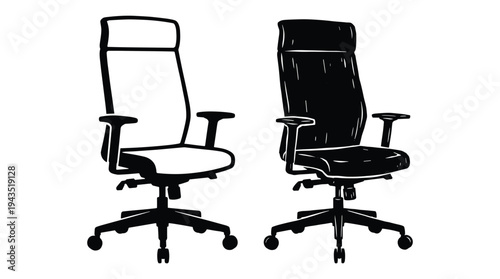 Ergonomic office chairs with wheels and adjustable armrests for workplace set
