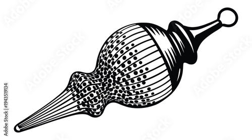 Vintage glass christmas ornament with dotted texture and elegant curved shape