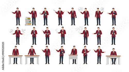 Various Poses of a Person in Action: A series of illustrations capturing a person in various poses. The person is performing actions in different ways.