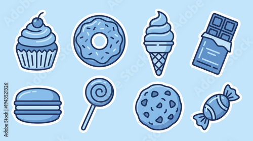 Collection of Delicious Blue Desserts and Sweet Treats.