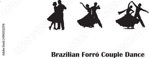 Brazilian Forró Couple Dance Silhouettes and Cultural Typography