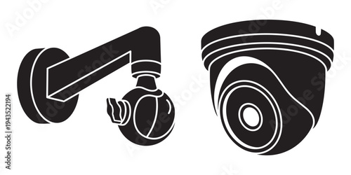 Surveillance camera cctv security system vector illustration isolated on transparent background