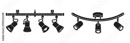 Adjustable track lighting fixtures vector illustration for interior design and illumination