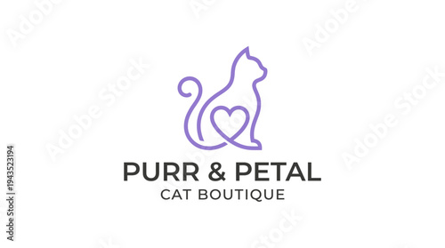 Purple Cat Logo Design.