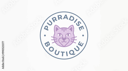 Pink Cat Face Logo Design.